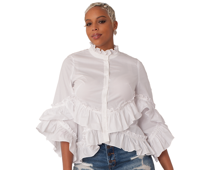 White Ruffle Top